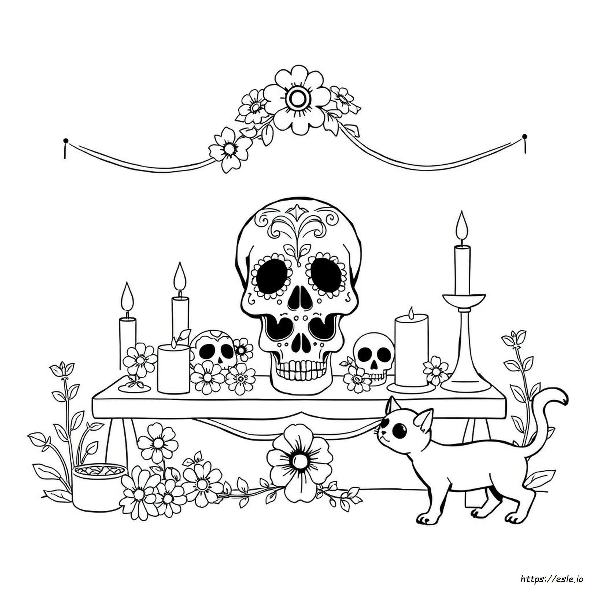 Day Of The Dead Skull Coloring Page