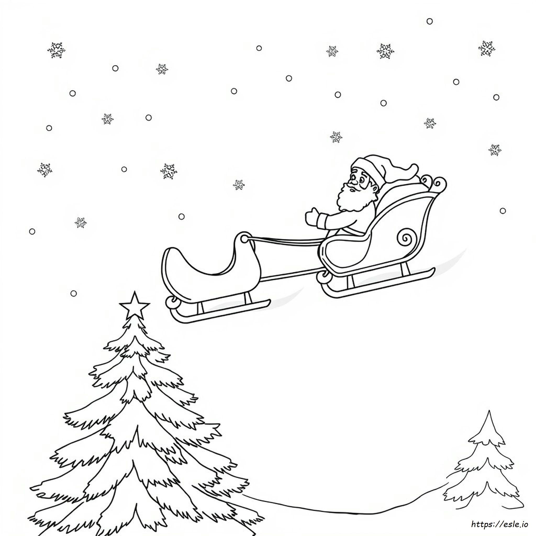 Santa Sleigh Colouring Pages