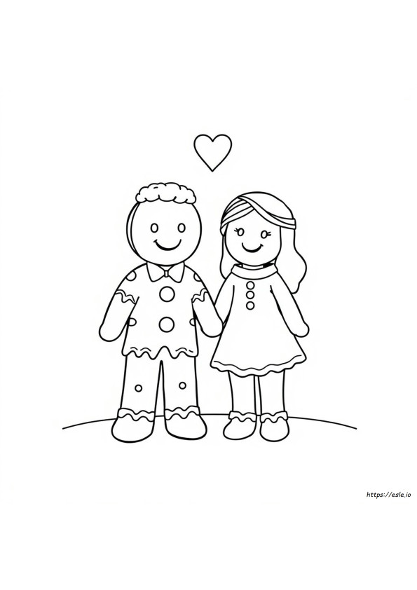 Gingerbread Couple Coloring Page