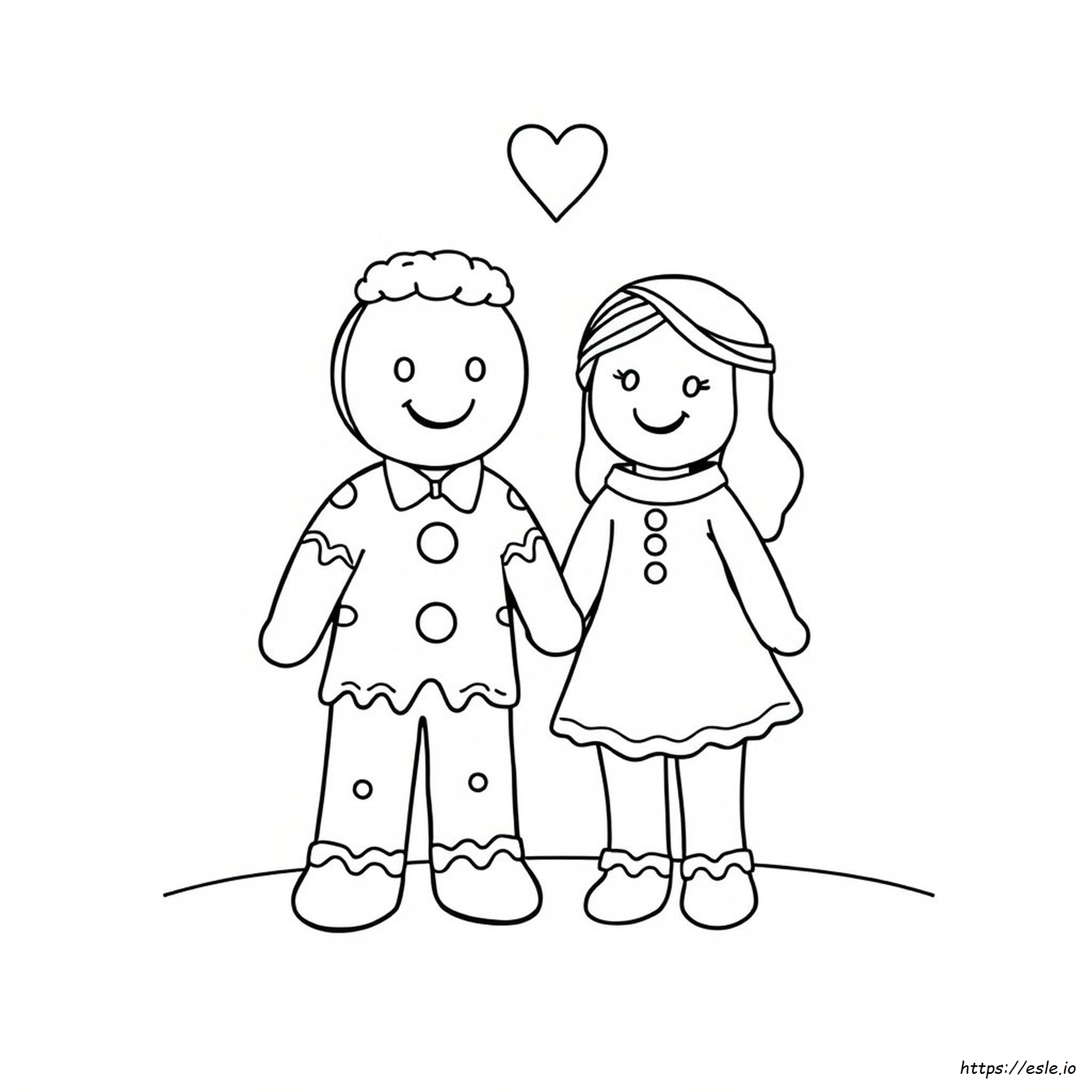 Gingerbread Couple Coloring Page