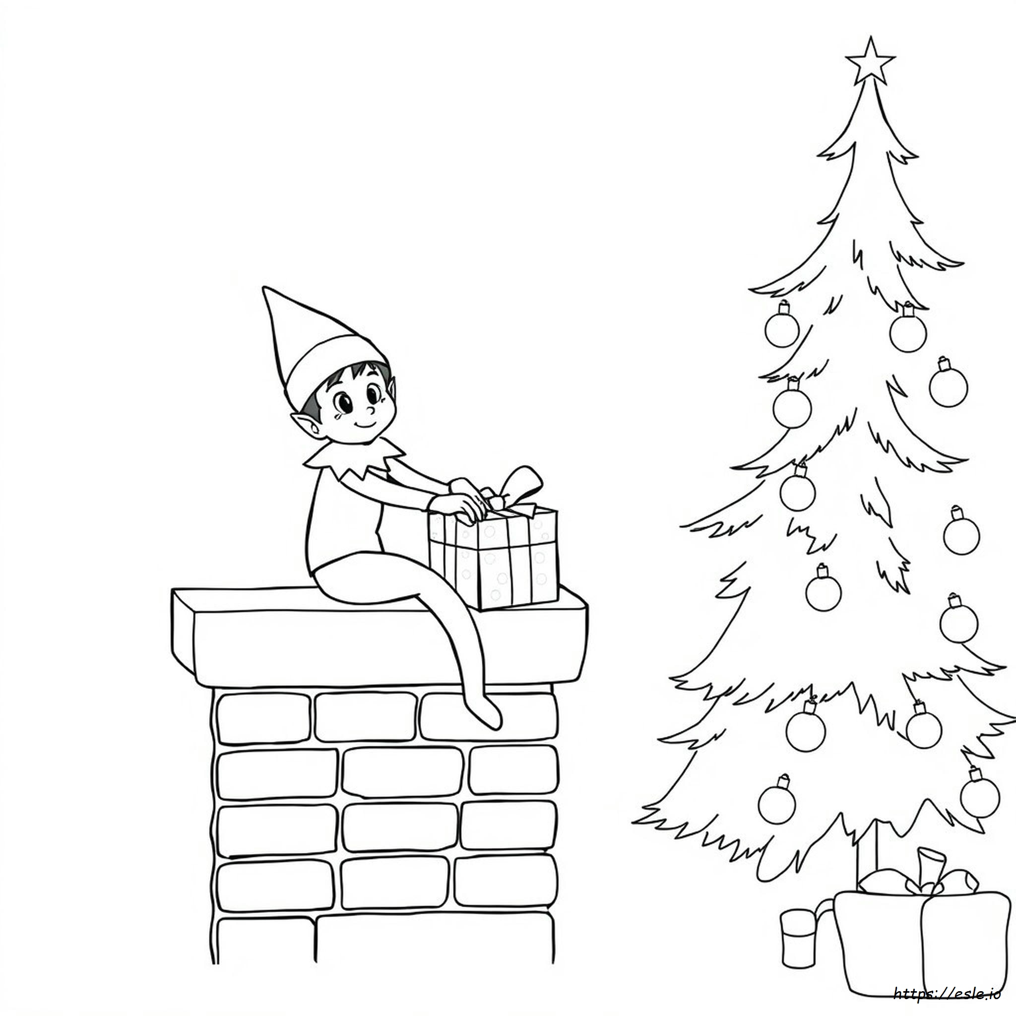 Printable Elf On Shelf Coloring Page