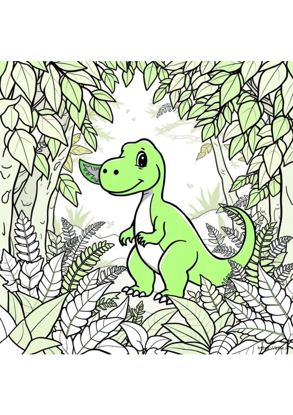 Vihreä Dinosaurus Värityskuvat