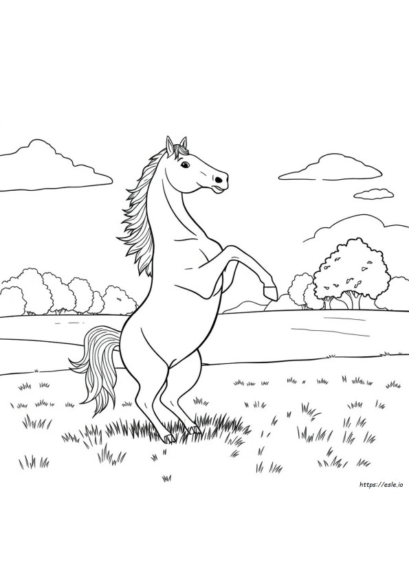 Realistic Rearing Horse Coloring Pages