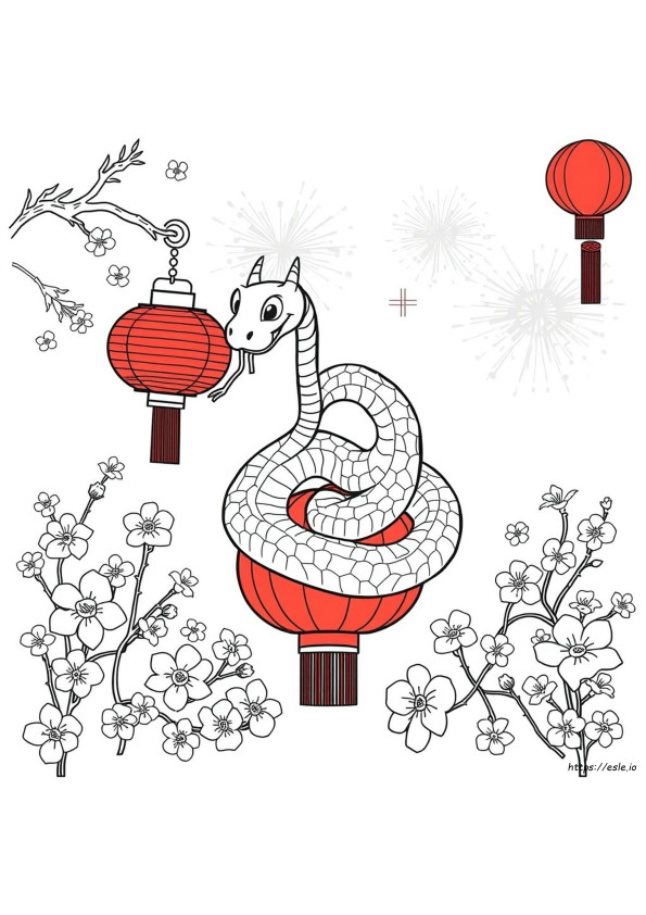 Año Nuevo Chino Páginas Para Colorear Año De La Serpiente