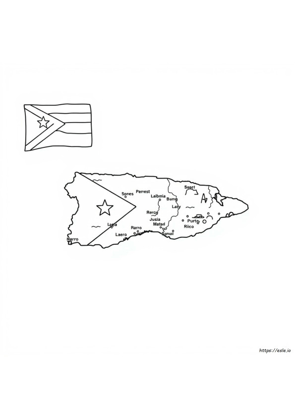 Puerto Rico Map Coloring Page