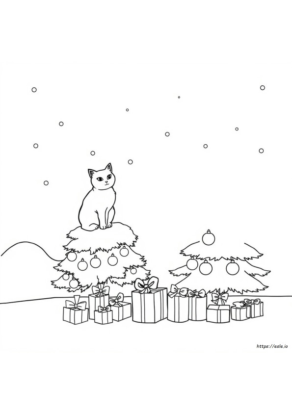 Weihnachtskatze Ausmalen