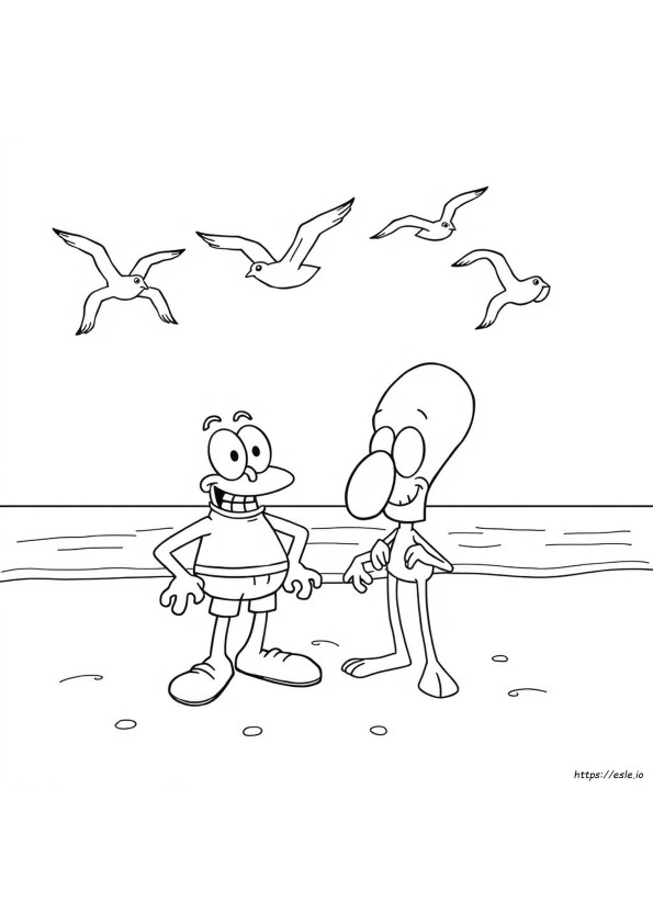Páginas Para Colorear De Calamardo Y Don Cangrejo