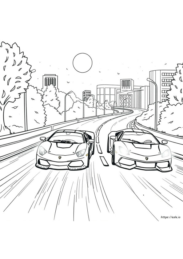 Fast Cars Colouring Pages
