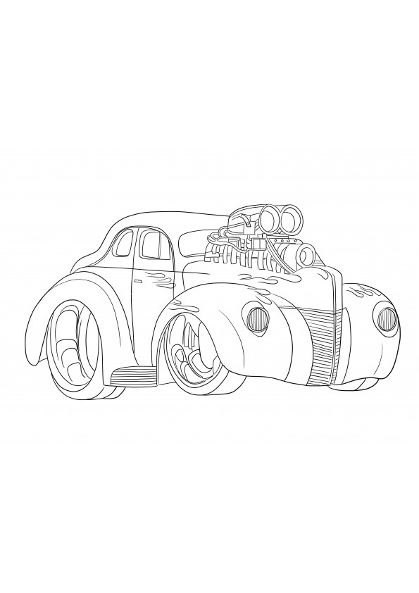 Our cool coloring sheet of Hot Wheels Hot Rod is free to print or download