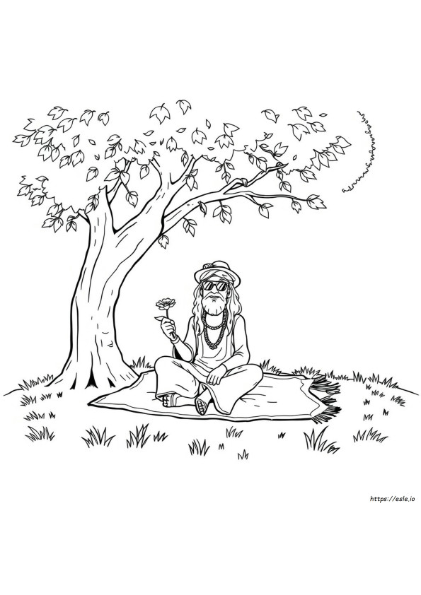 Gambar Mewarnai Hippie Sederhana