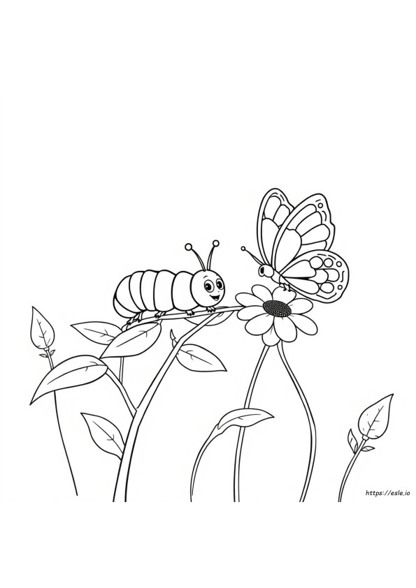 Butterfly Caterpillar Coloring Pages