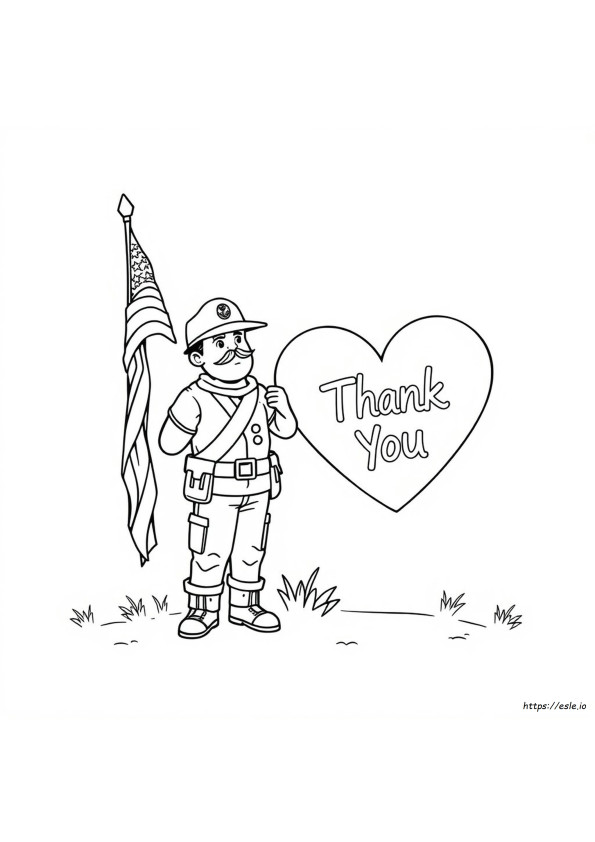 Veterans Day Heart Coloring Page