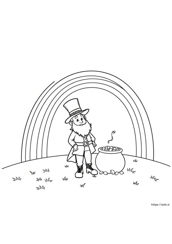 Leprechaun Arcoíris Olla De Oro Para Colorear