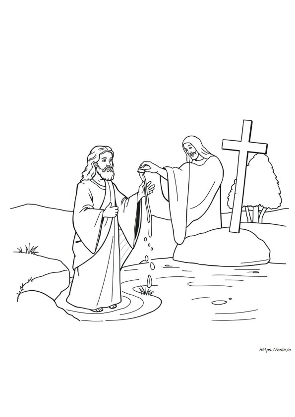 Jesus Is Baptised Coloring Page