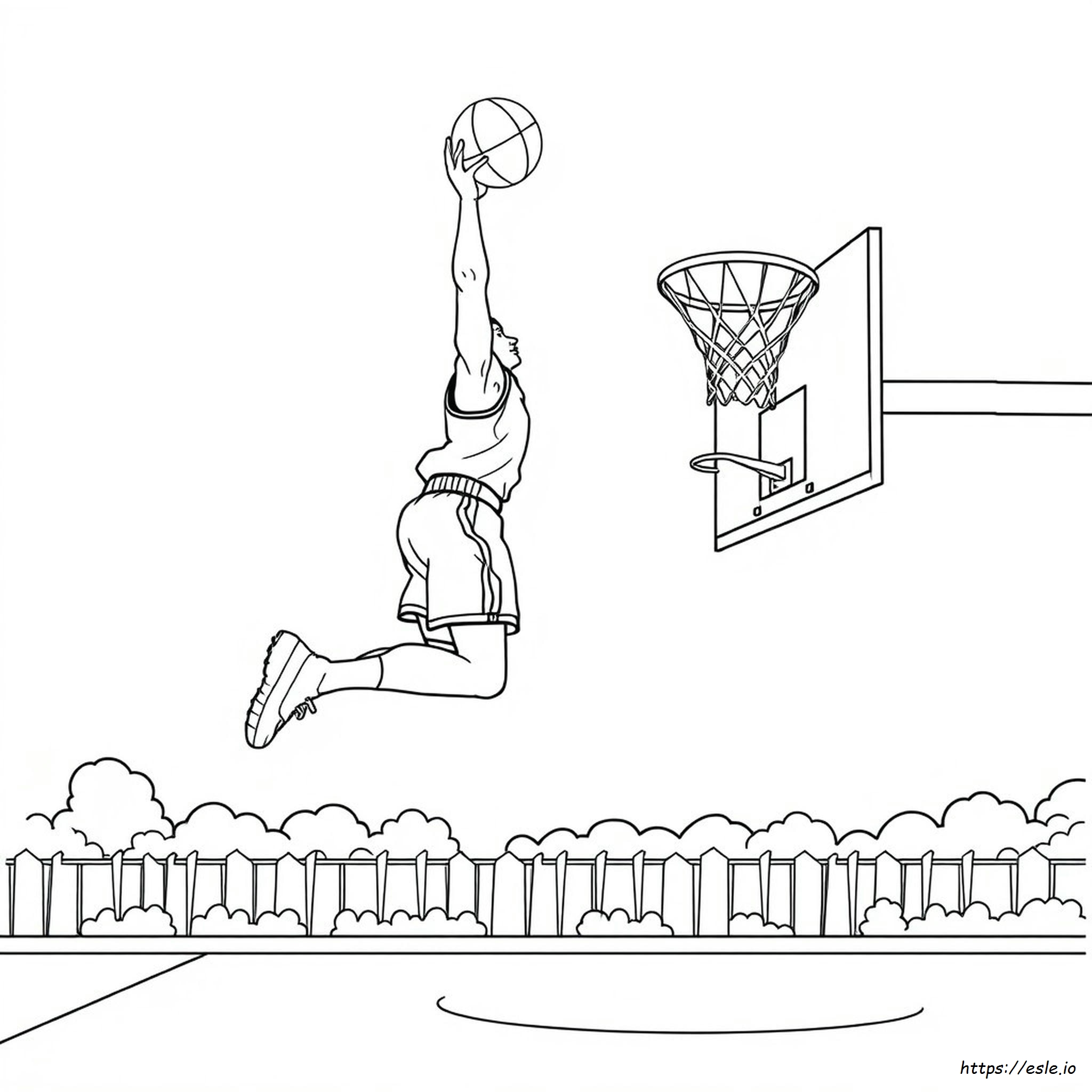 Basketball Dunk Coloring Page