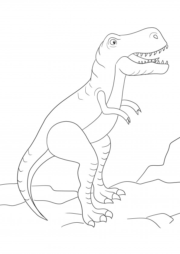 A coloring page to be downloaded of a big T-Rex for free and colored
