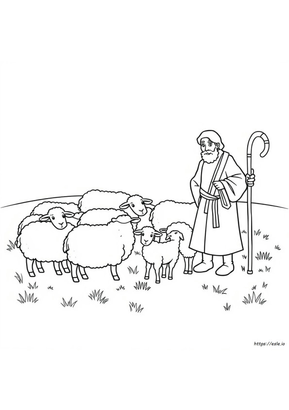 Shepherd And Lamb Coloring Page