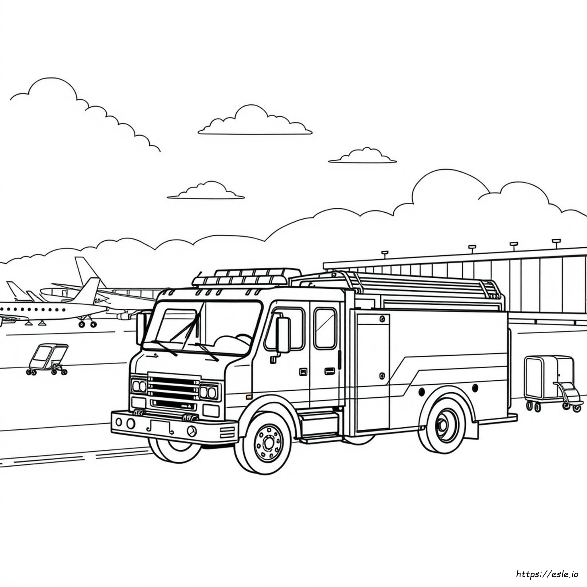 Airport Fire Truck Coloring Page