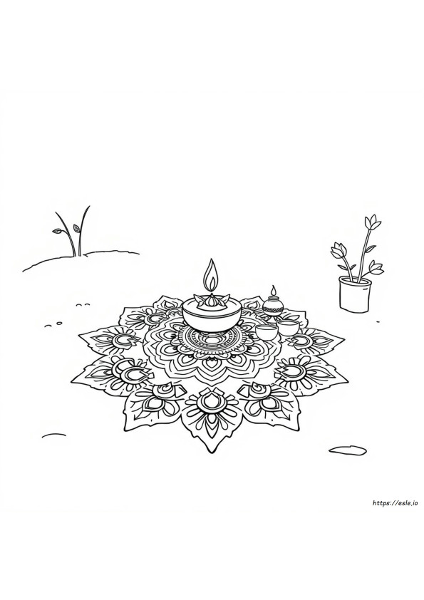 Gambar Mewarnai Motif Rangoli Yang Dapat Dicetak
