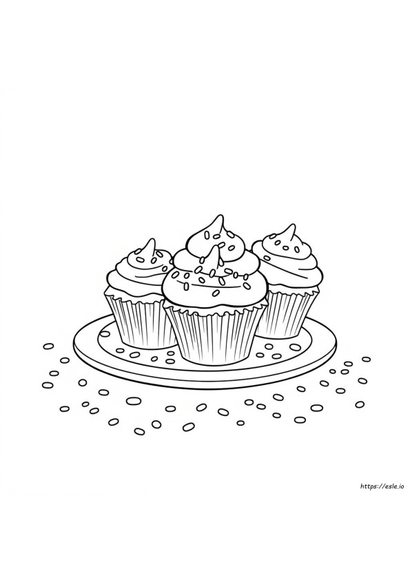 Gambar Mewarnai Cupcake Dengan Taburan