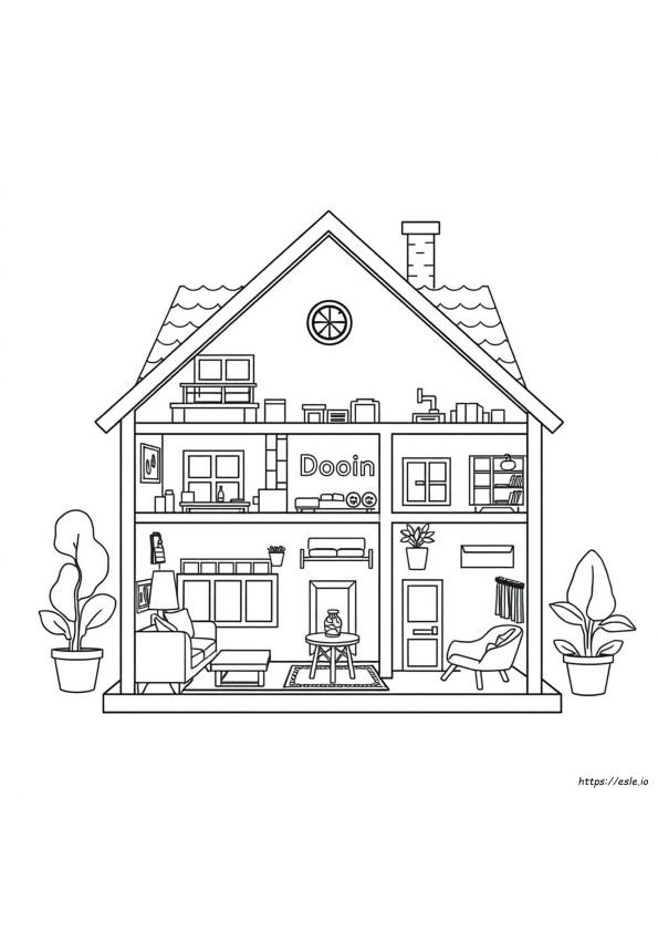 Printable Doll House Coloring Pages