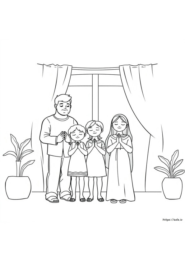 Famiglia Che Prega Insieme Disegni Da Colorare