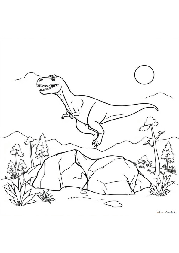 Hyppivä Dinosaurus Värityskuvat