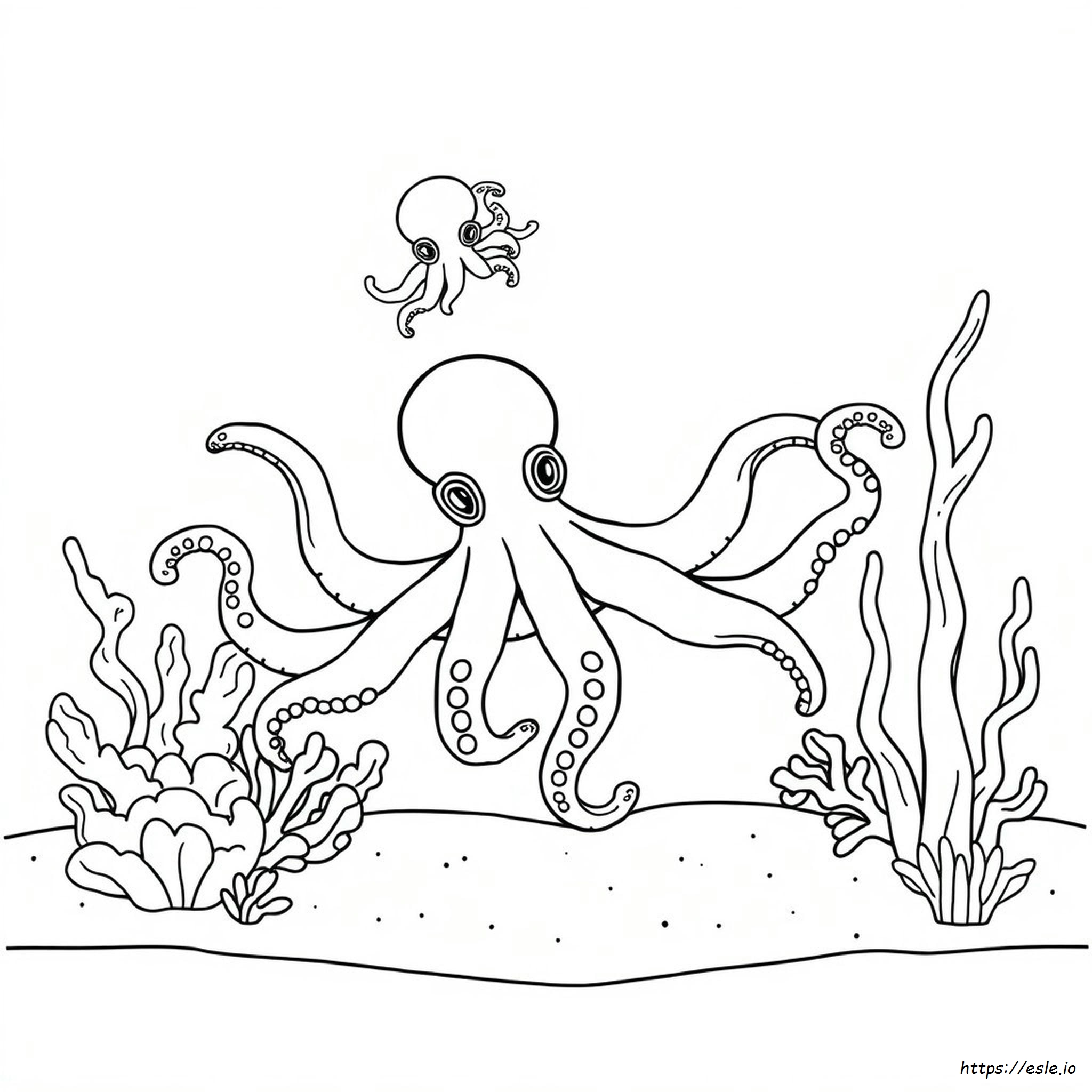 Pulpo De Anillos Azules Para Colorear