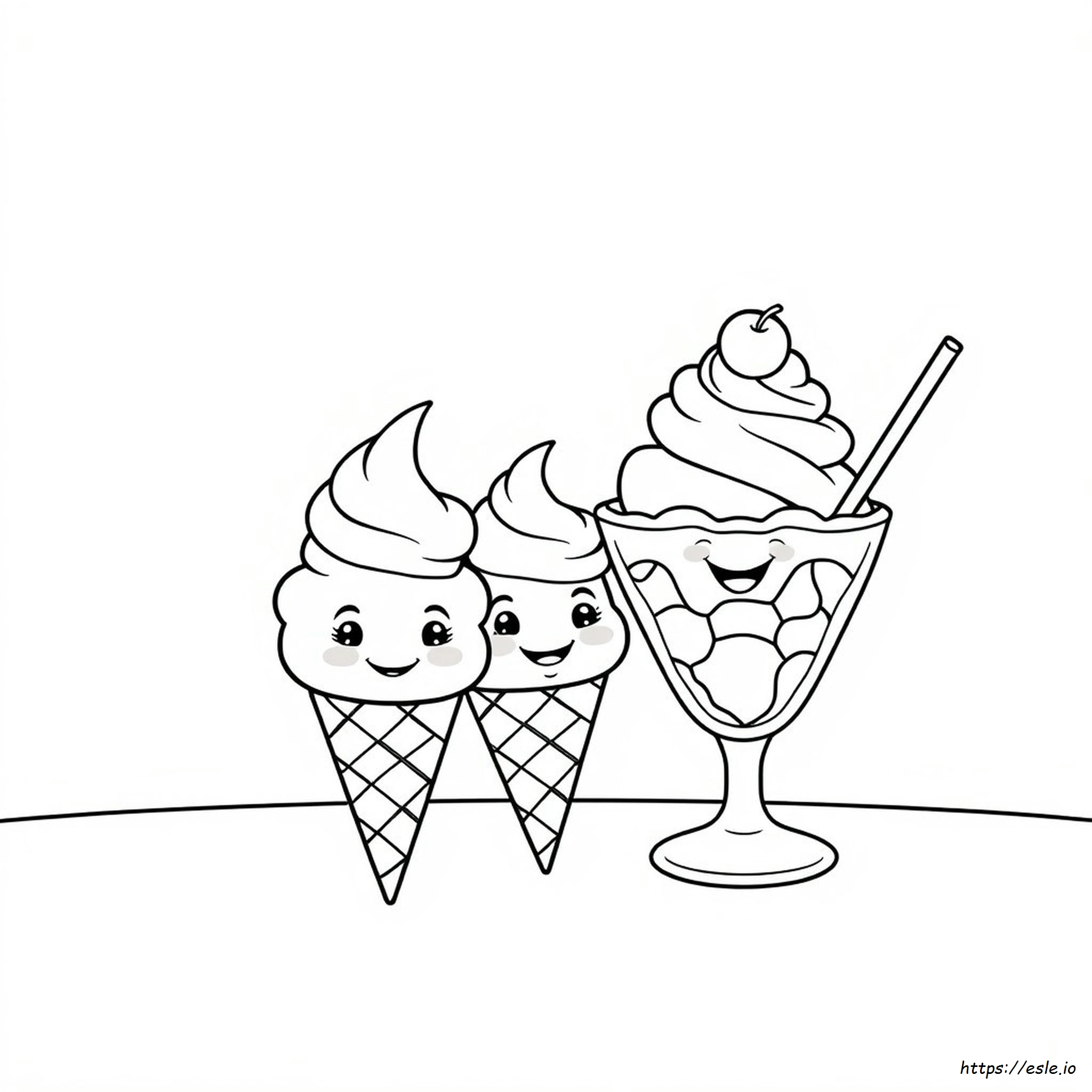 Ice Cream With Faces Coloring Pages