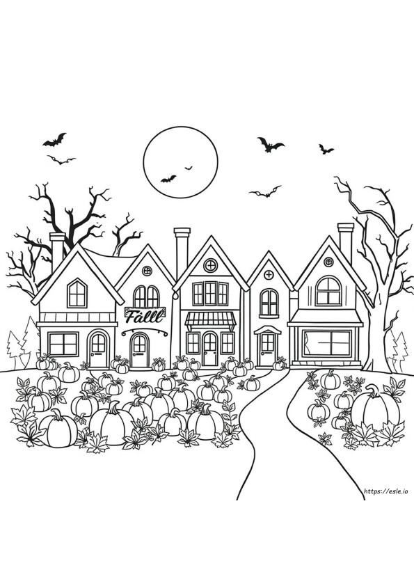 Orașul Halloween Desene De Colorat