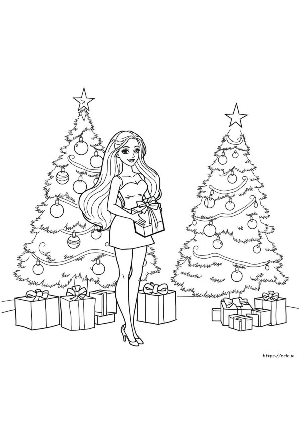 Christmas Barbie Colouring