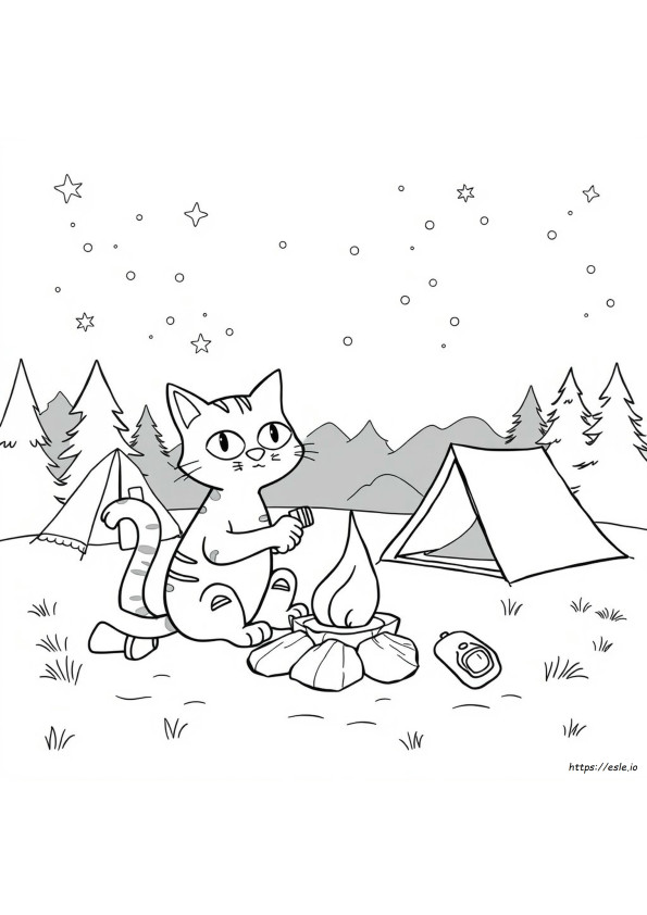 Pete Gato Vai Acampar: Desenho Para Colorir