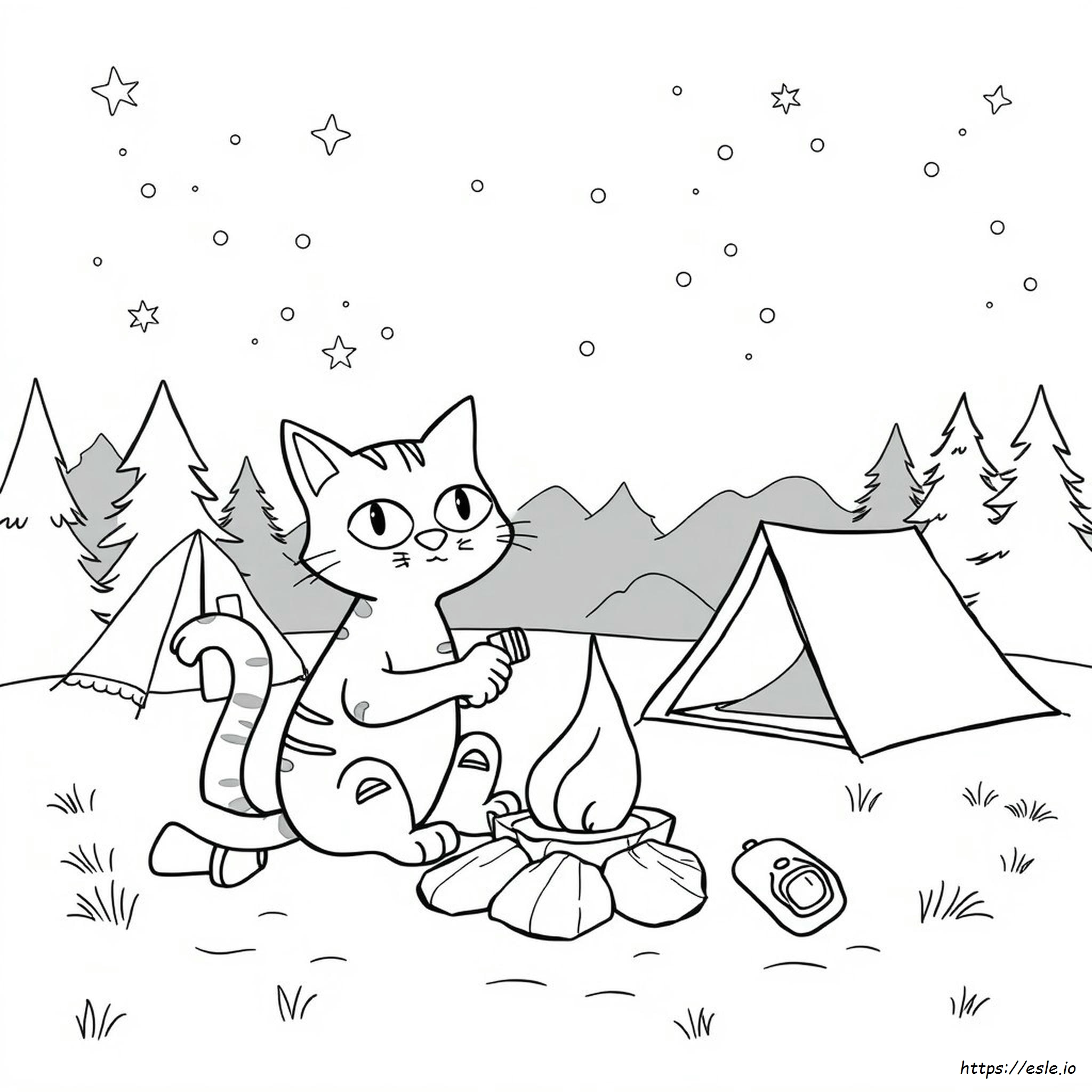 Pete The Cat Goes Camping Coloring Page
