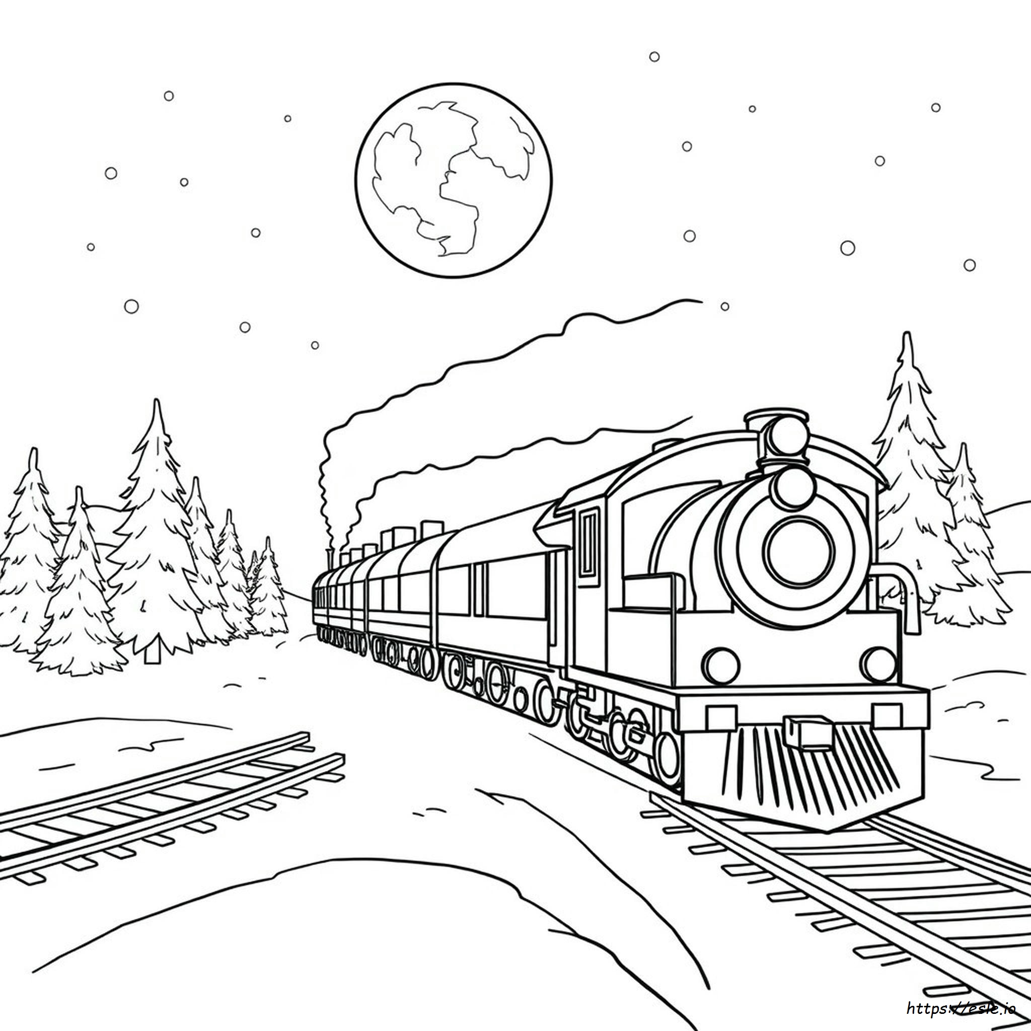 Printable Polar Express Train Coloring Page