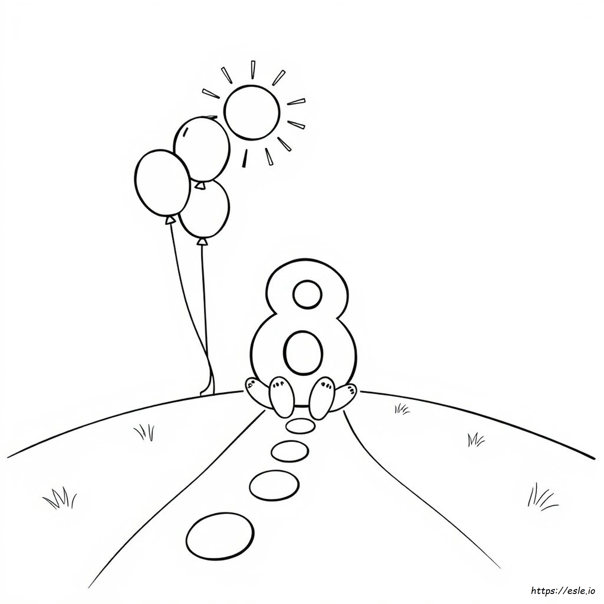 Number 8 Colouring Page