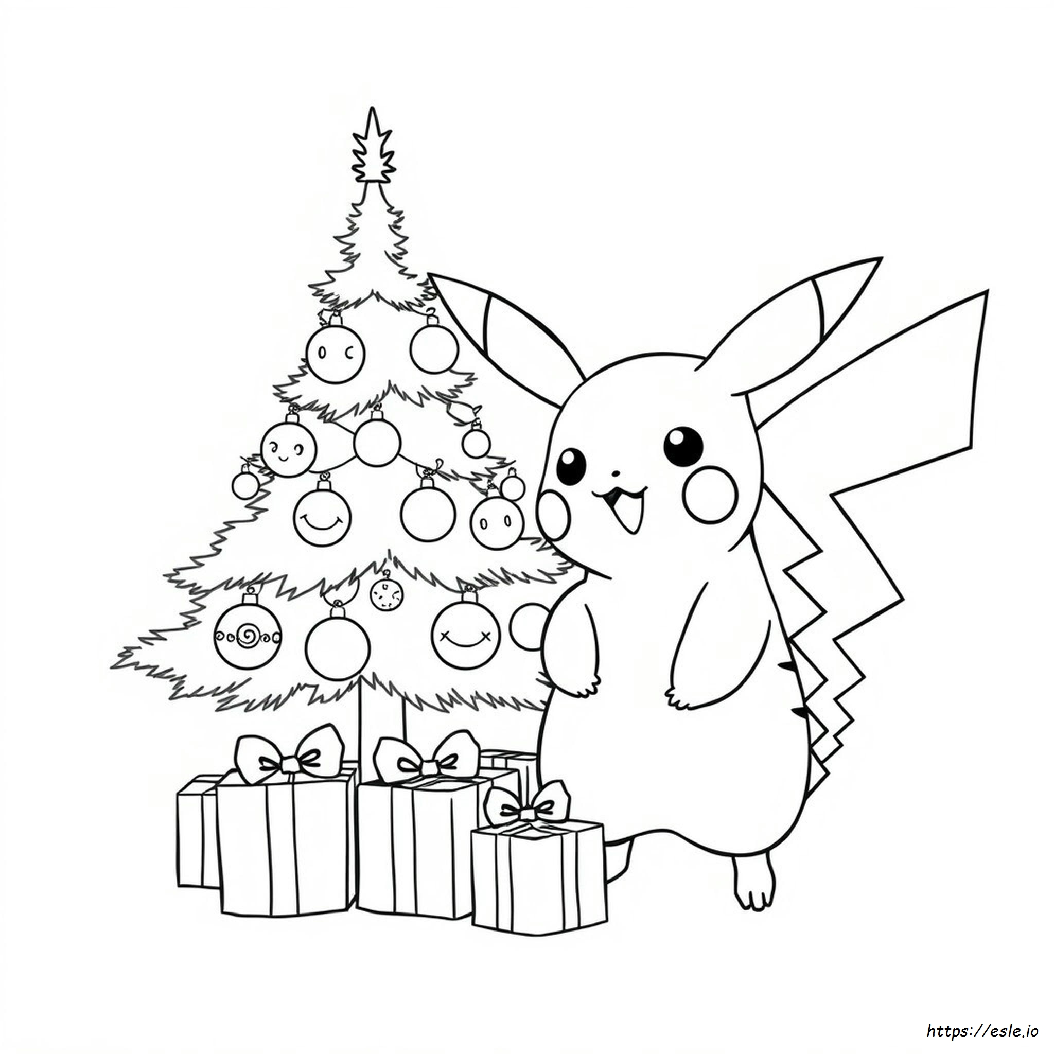 Pikachu Christmas Coloring Pages Printable Free