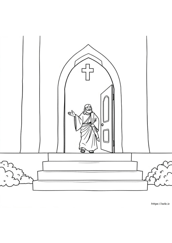 Jesus Goes To Church Coloring Page