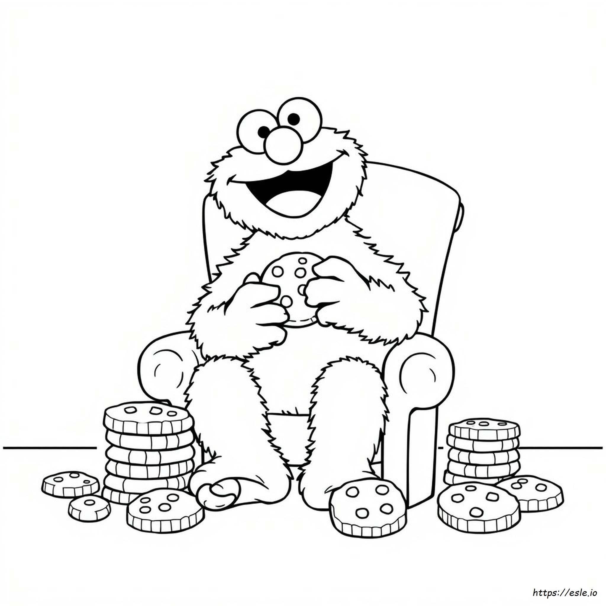 Cookie Monster Eating Cookies Coloring Pages