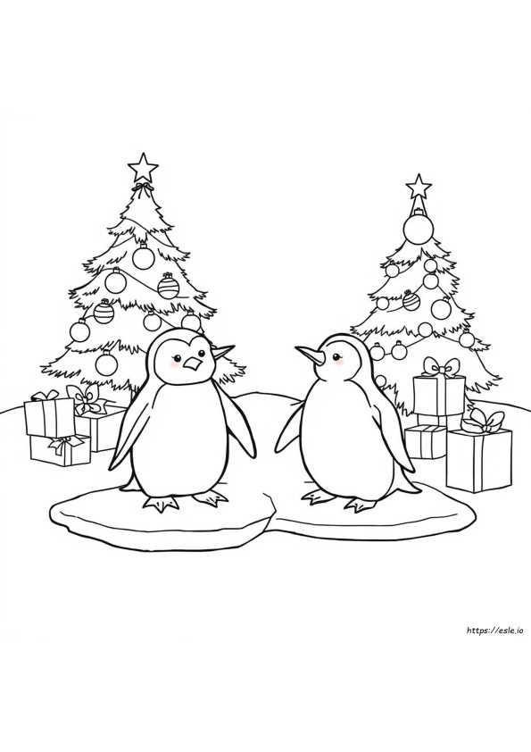 Christmas Penguin Colouring In