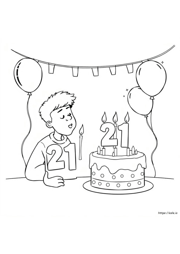 Pagina Da Colorare Per Il 21° Compleanno