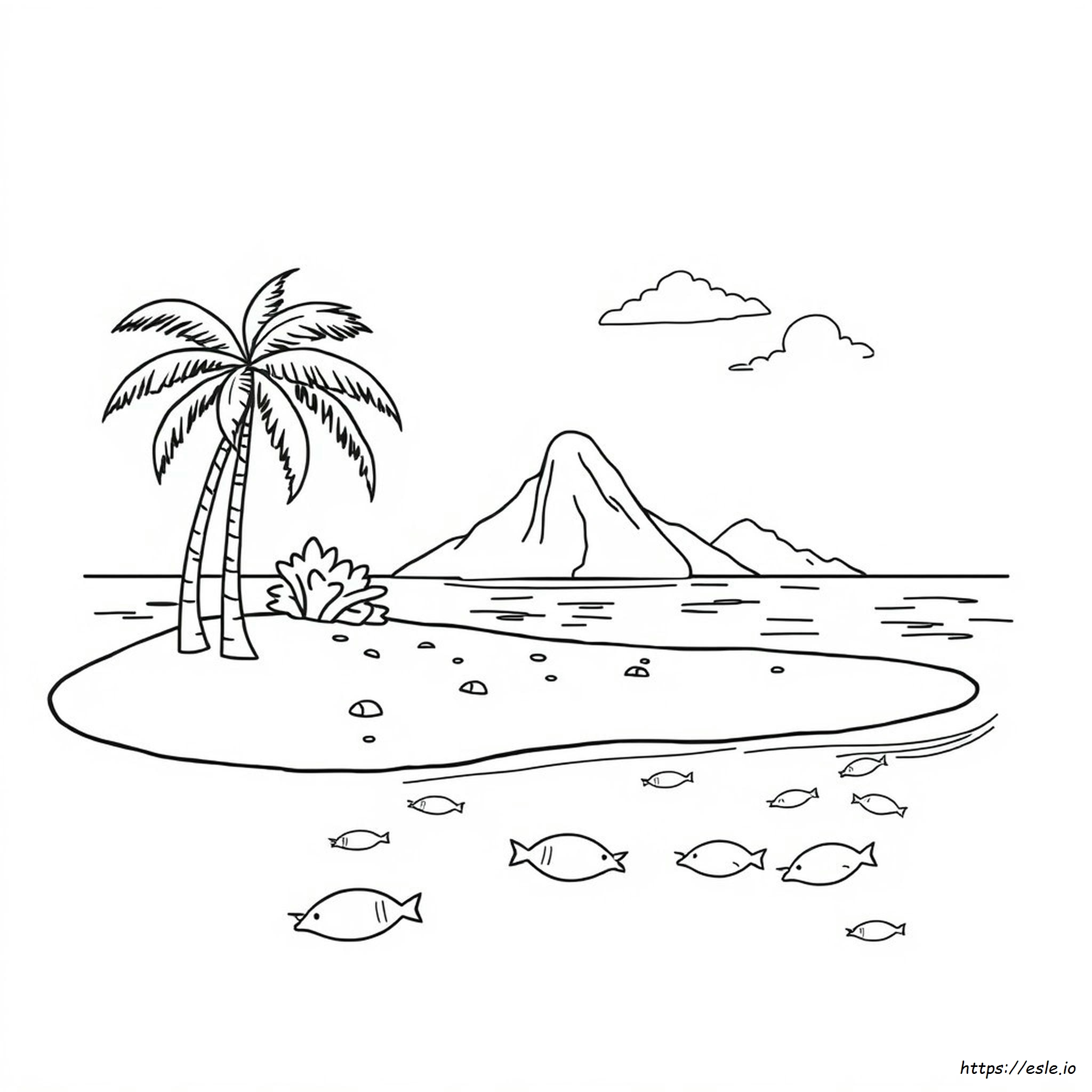 Island Colouring Page