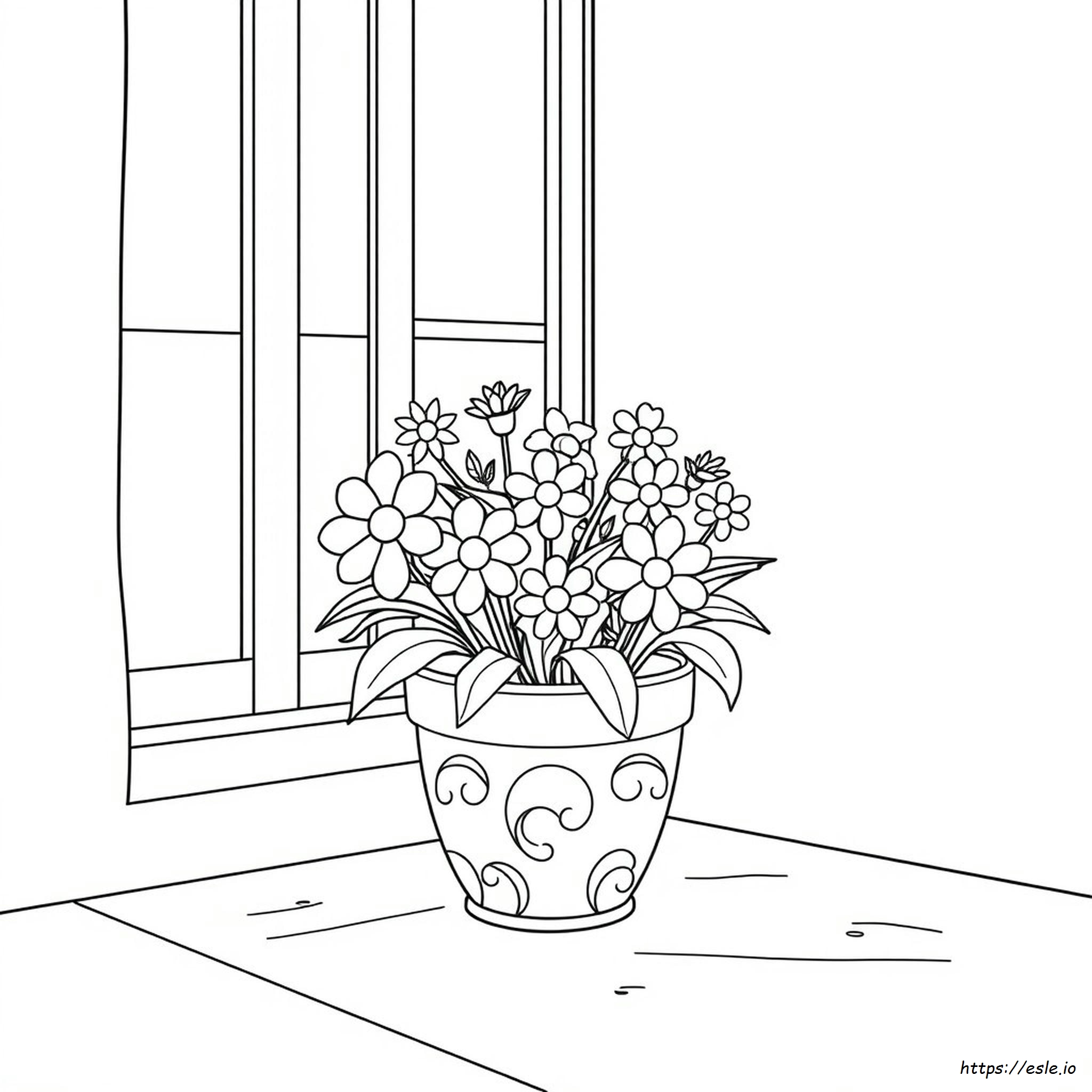 Flower Pot Colouring Page