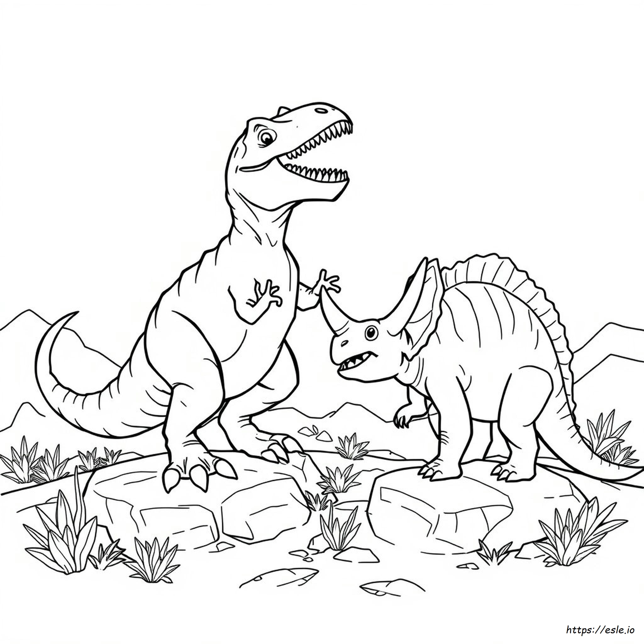 T Rex Fighting Coloring Page