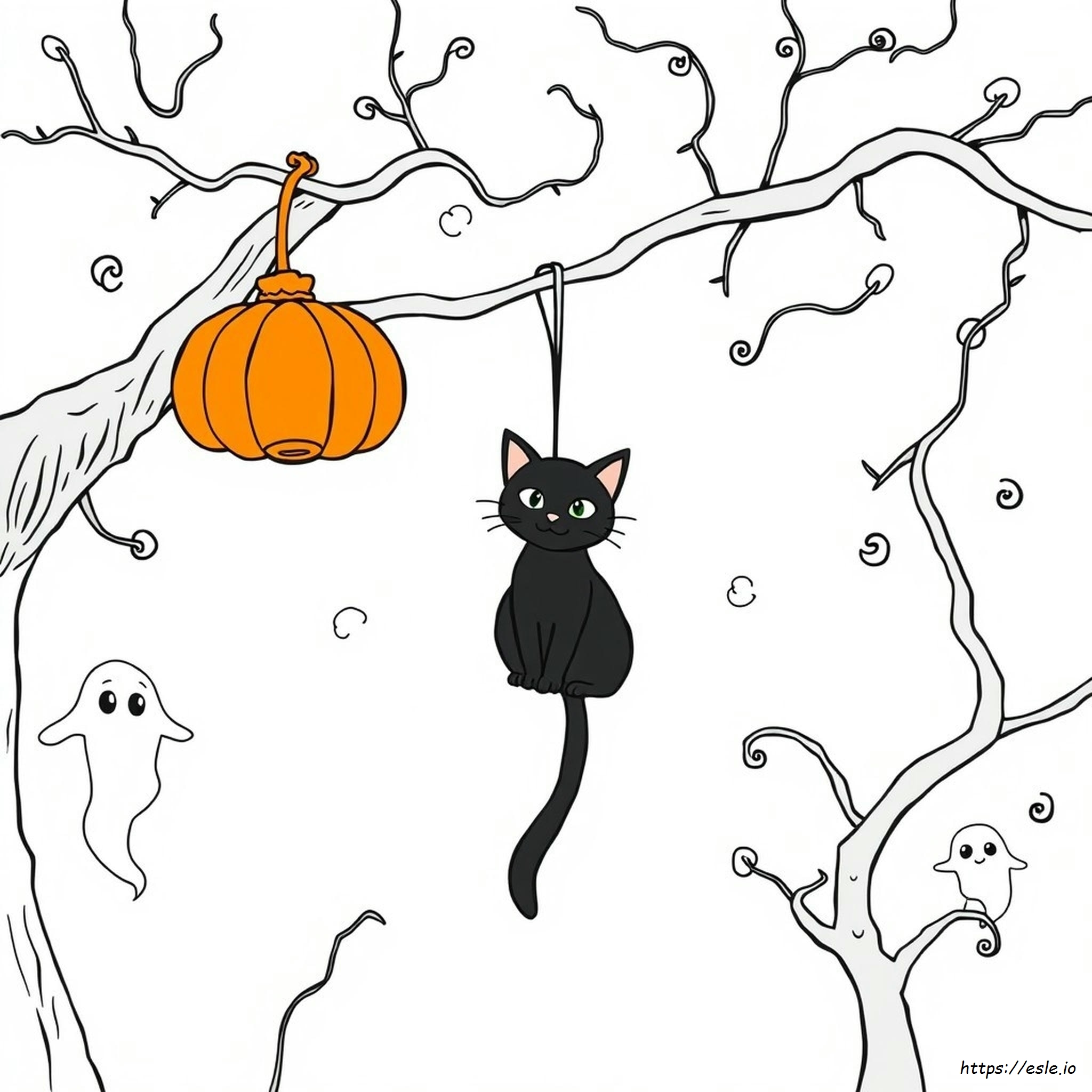Halloween Black Cat Coloring Pages