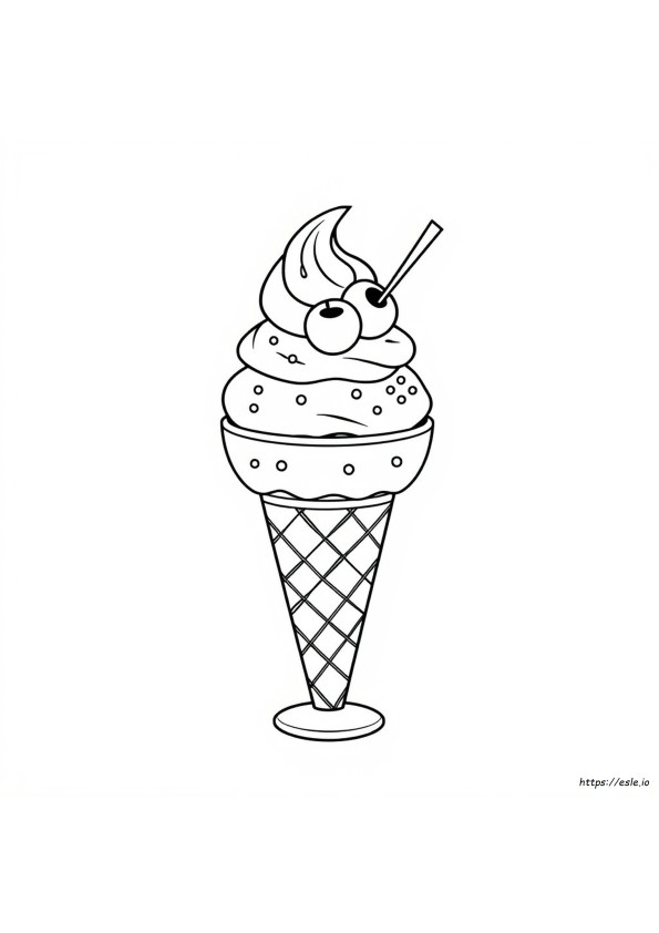 Sundae De Sorvete Fácil Para Colorir