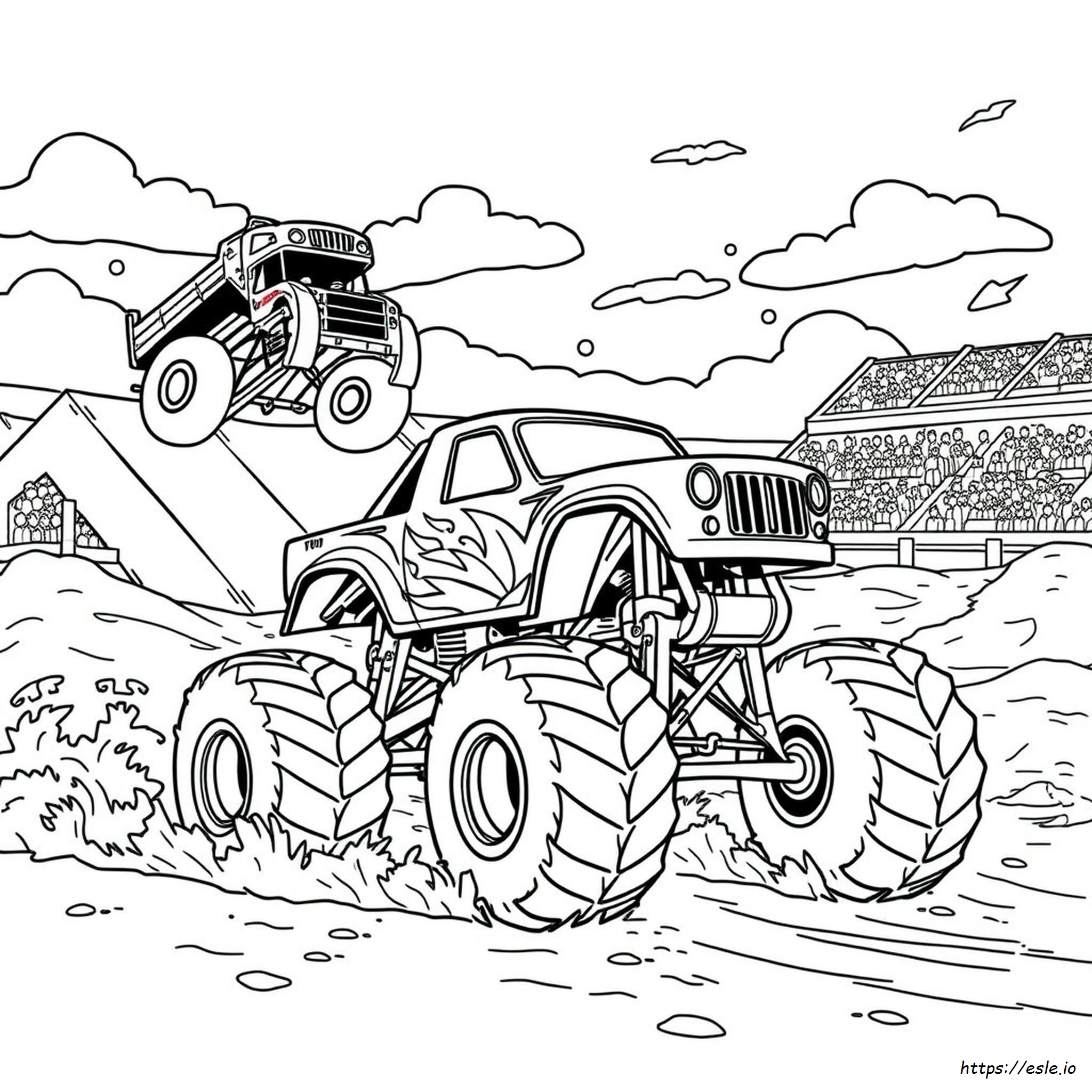 Monster Truck Colouring In Page