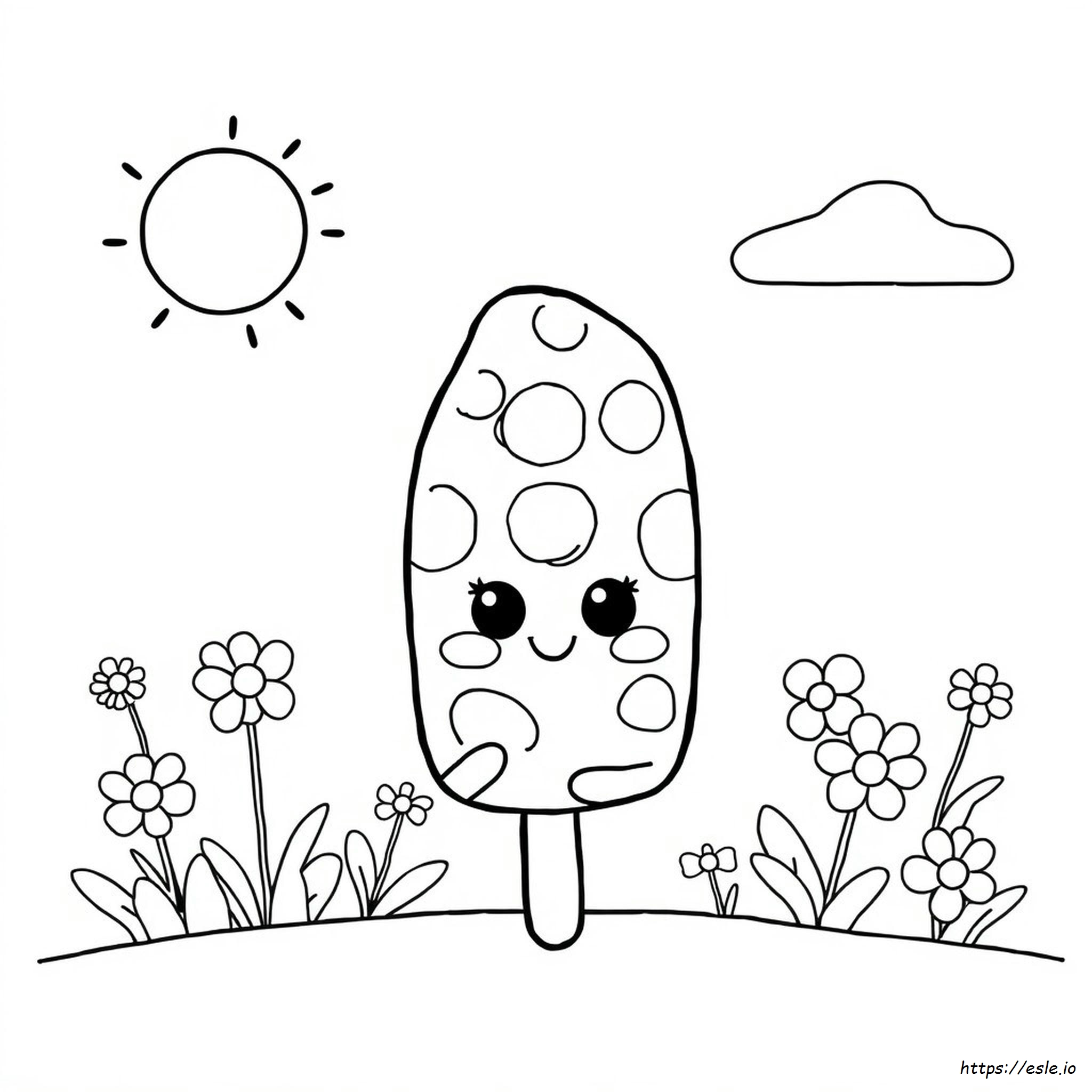Kawaii Popsicle Coloring Page