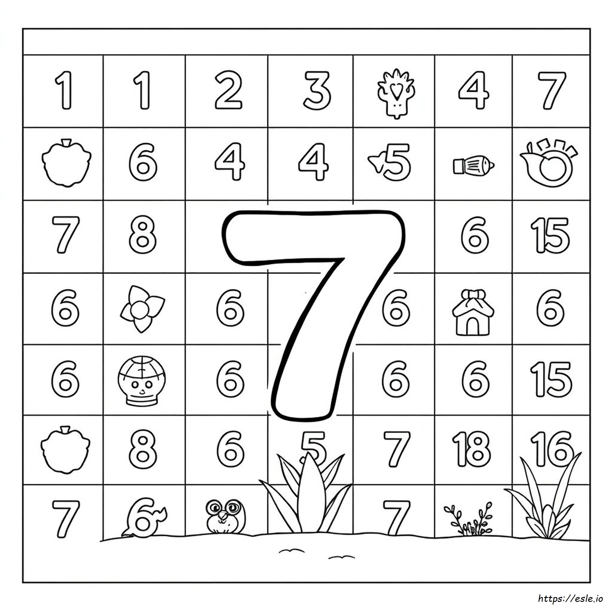 Black And White Coloring Book Number 7 Coloring Page