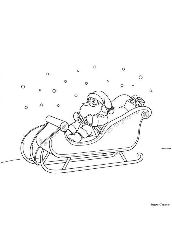 Santa In Sleigh Coloring Page