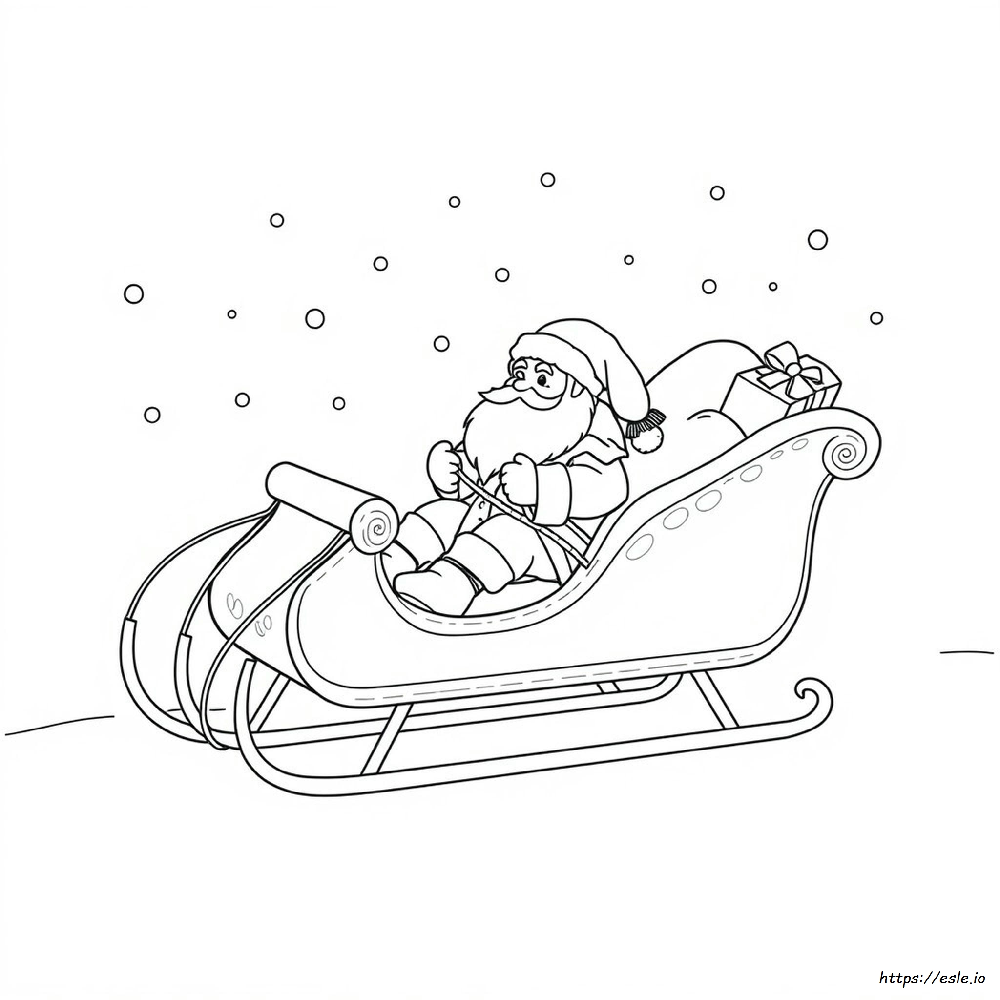 Santa In Sleigh Coloring Page